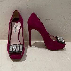Miu Miu Maroon Sparkly Stilettos